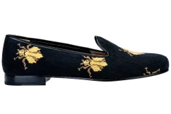 Bee Black Needlepoint Slipper (Men)