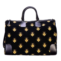 Bee Black Needlepoint Weekender