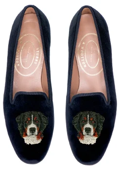 Bernese Black Velvet Slipper (Men)