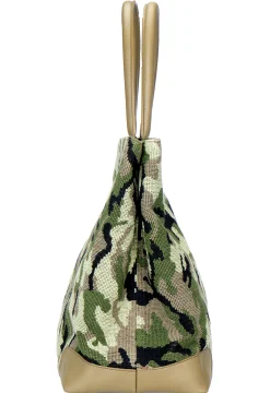 Camo Green Needlepoint Tote