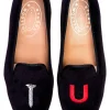 College Black Velvet Slipper (Wide)