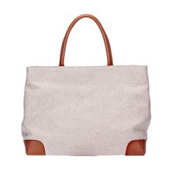 Cream Herringbone Tote