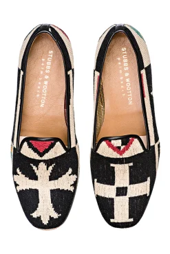 Crest Black Needlepoint Slipper (Men)