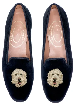 GoldenDoodle Black Velvet Slipper (Men)