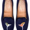 Martini Navy Velvet Slipper (Wide)