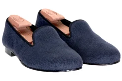 Navy Needlepoint Slipper (Men)