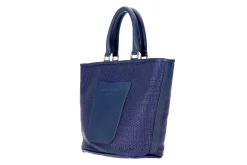 Navy Raffia Midi Tote