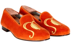 Paolina Orange Velvet Slipper (Women)