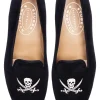 Skull Black Velvet Slipper (Men)