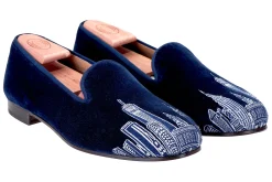 Skyline Navy Velvet Slipper (Men)