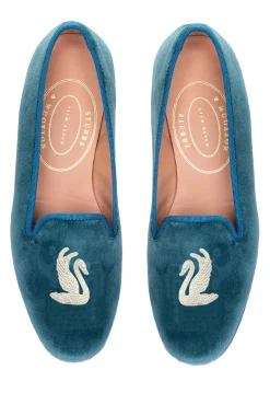 Swans Teal Velvet Slipper (Men)
