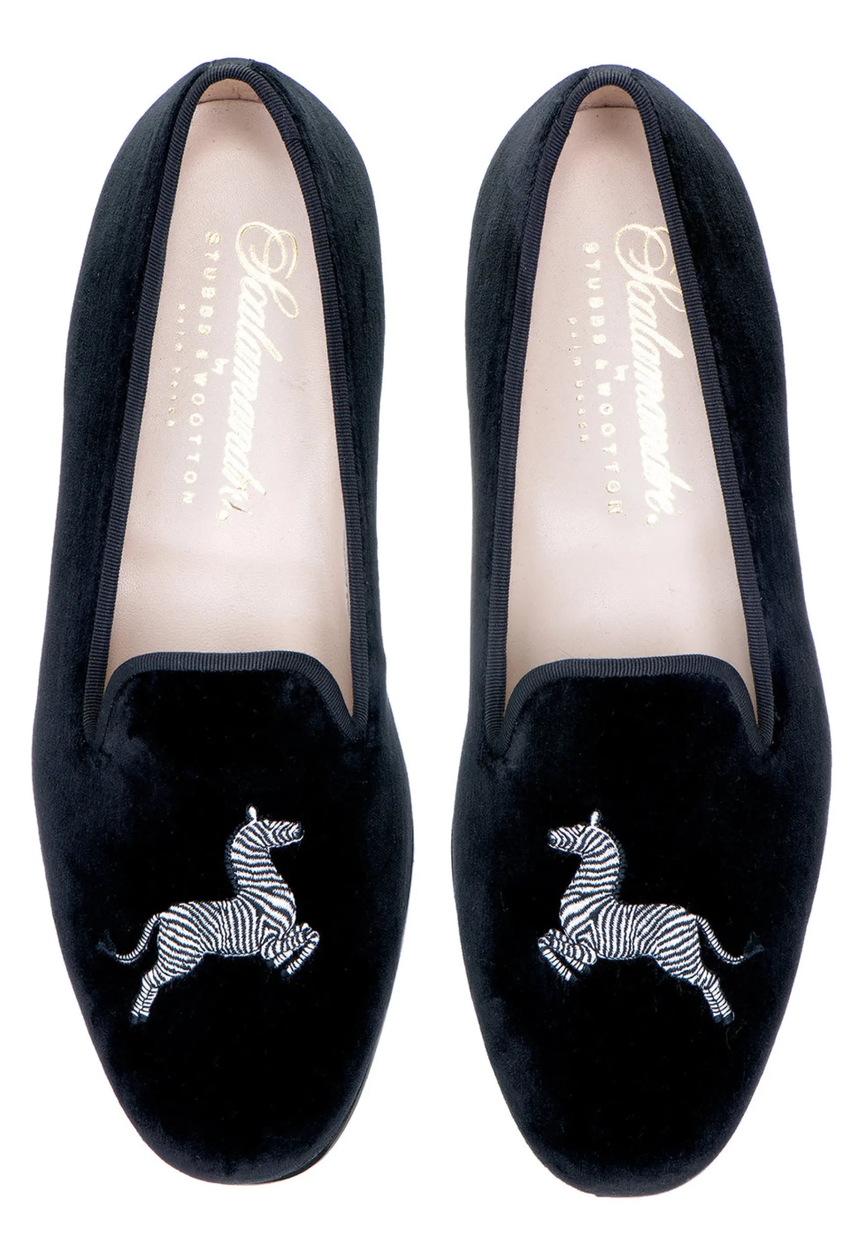 Zebra Black Velvet Slipper (Men)