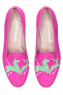 Zebras Fuchsia Linen Slipper (Women)