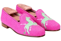 Zebras Fuchsia Linen Slipper (Women)