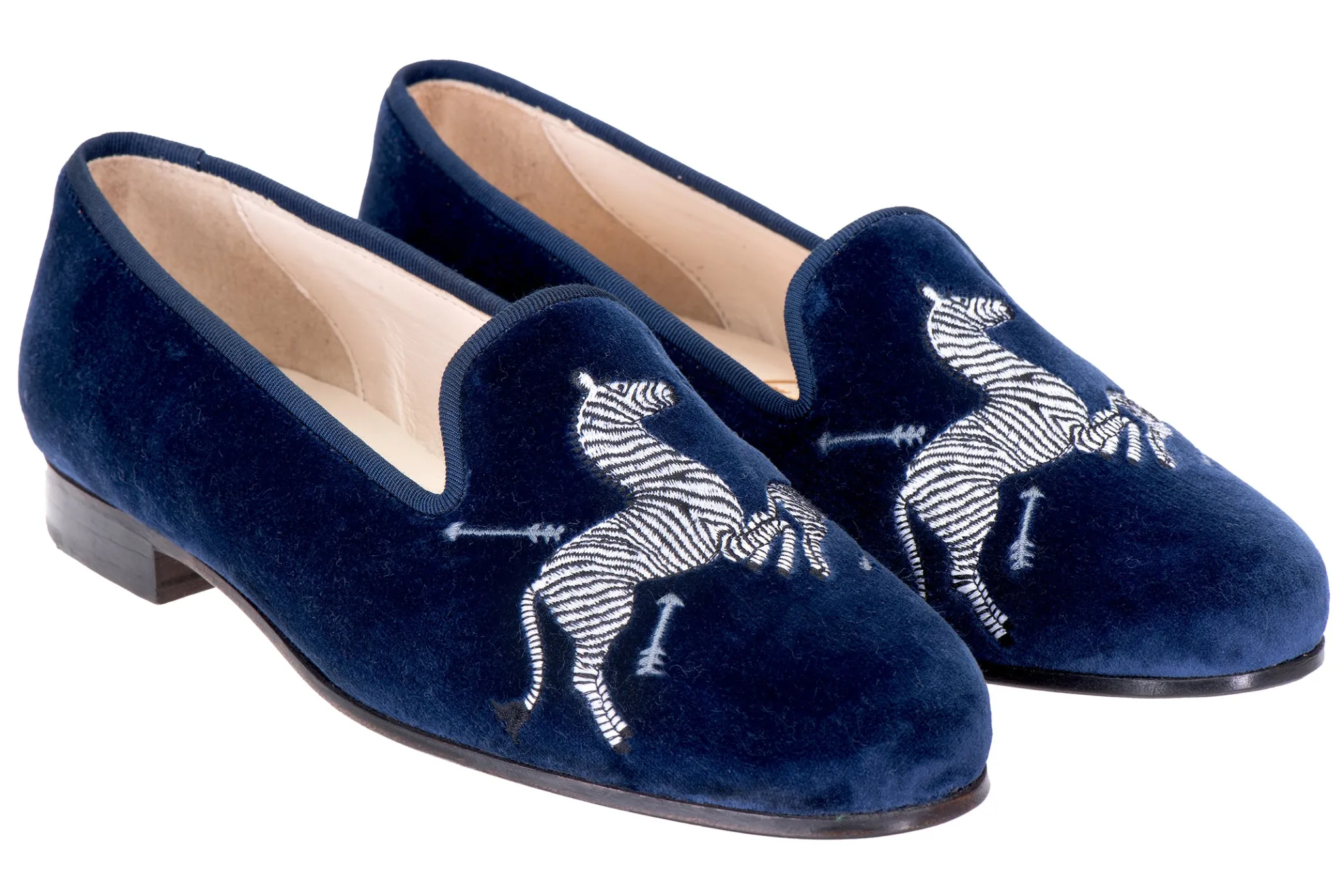 Zebras Navy Velvet Slipper (Women)