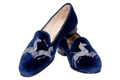 Zebras Navy Velvet Slipper (Men)