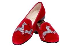 Zebras Red Velvet Slipper (Women)
