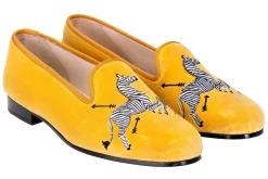 Zebras Yellow Velvet Slipper (Women)