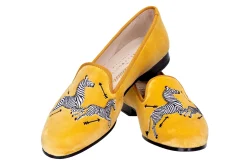 Zebras Yellow Velvet Slipper (Men)